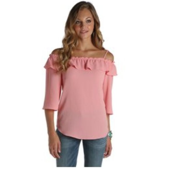 Wrangler Tops - Wrangler Pink Off-Shoulder Blouse